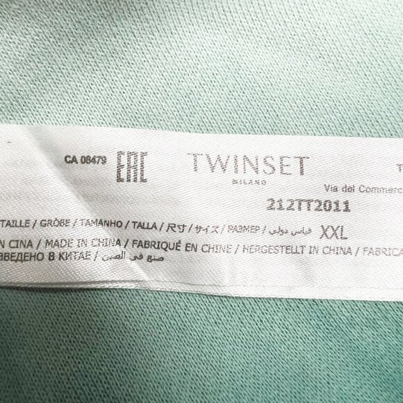 Twinset Milano Sweatshirt Womens XXL Green Ombre Tie-Dye Fringed Top Boho - Picture 8 of 16